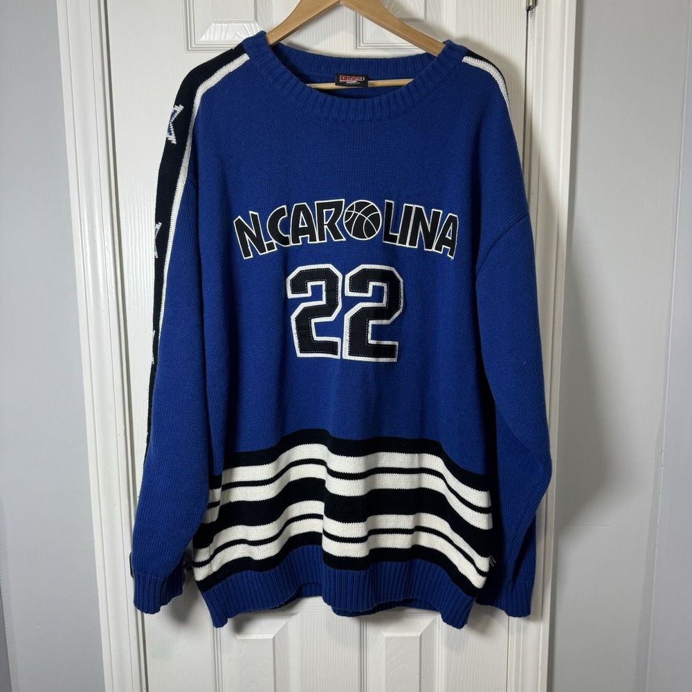 North Carolina blue black‎ heavyweight acrylic basketball sweater star 3XL Diss